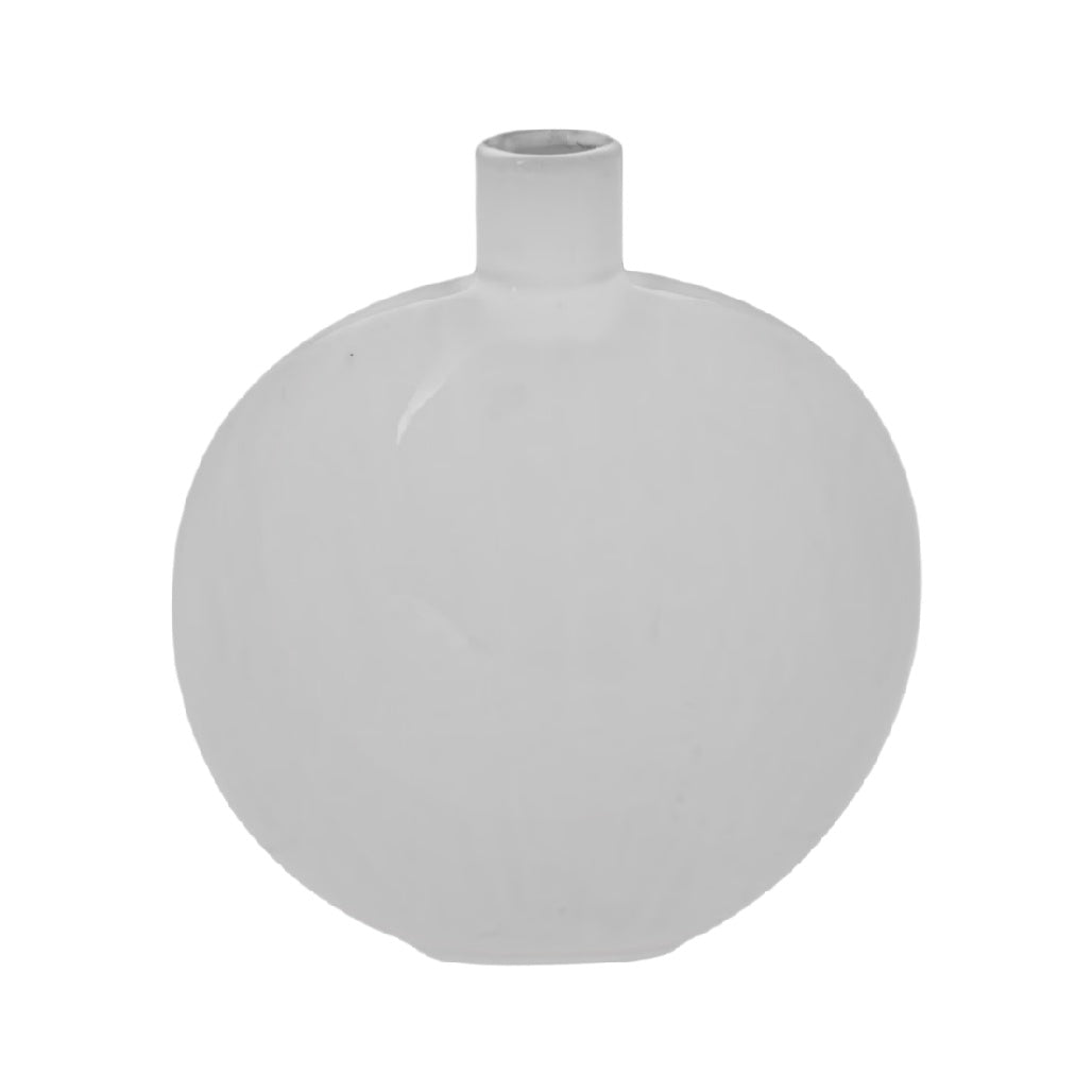 Elegant Round White Ceramic Vase - Modern Home Decor Accent